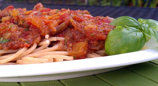 Slow Cooker Summer Pasta Sauce with Fresh Basil