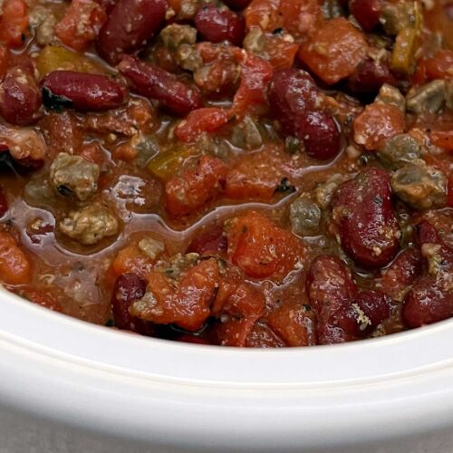 Vegan Slow Cooker Beyond Meat Chili Recipe with Beans for an Easy