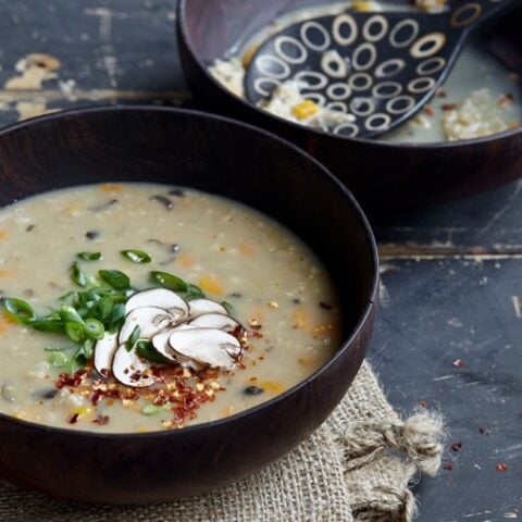 Mushroom Ginger Steel-cut Oat Congee