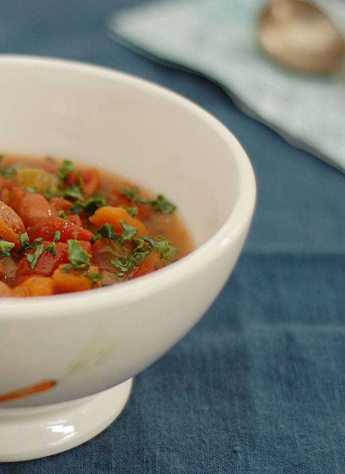 Italian Slow Cooker Cranberry Bean Soup With Greens