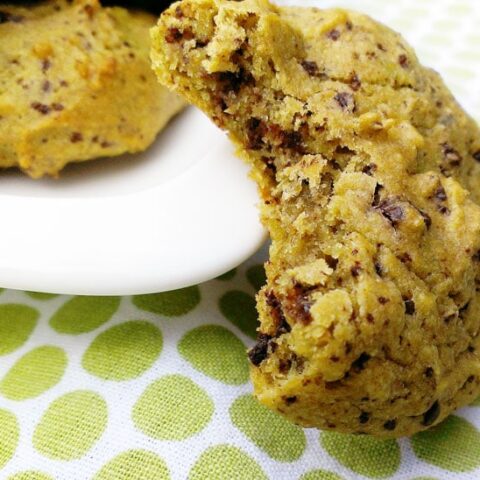lemon lavender chocolate chip cookies, one with a bite