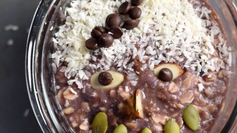 vegan spiced sweet purple potato baked oatmeal