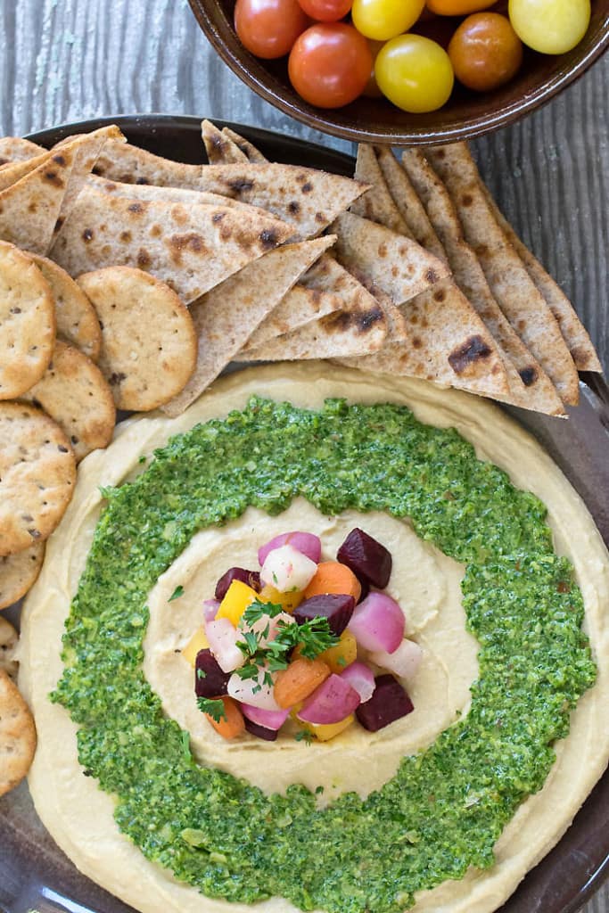 Instant Pot Roasted Veggies and Kale Parsley Almond Pesto Healthy