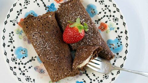 Image for Vegan Chocolate Blintzes Stuffed with Vanilla Nut Cream