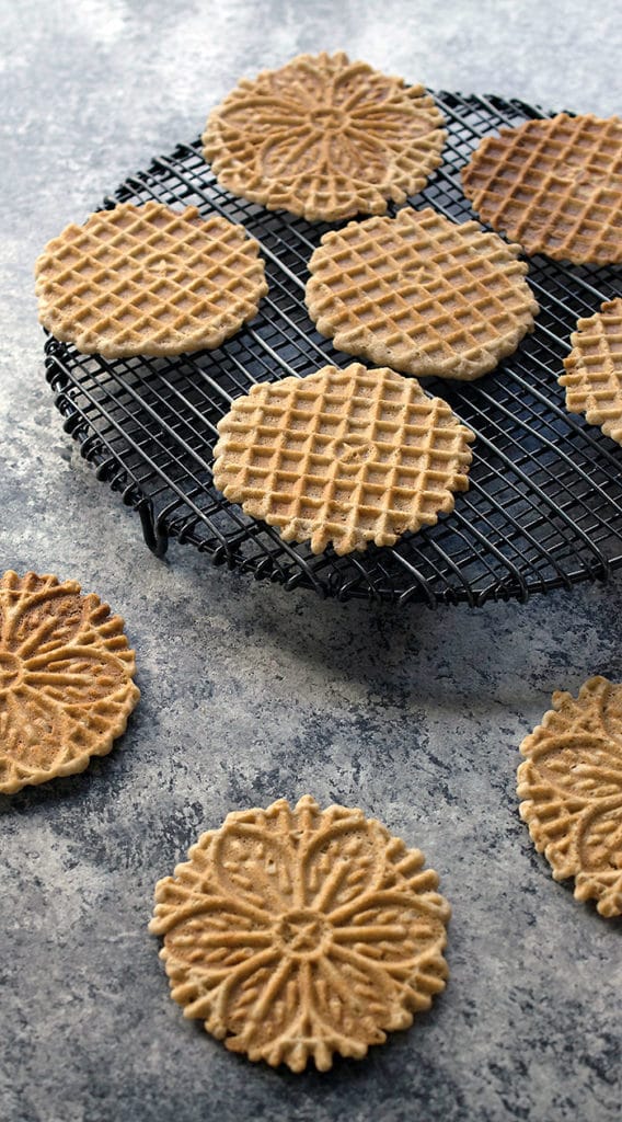 Vanilla pizzelles made with teff flour