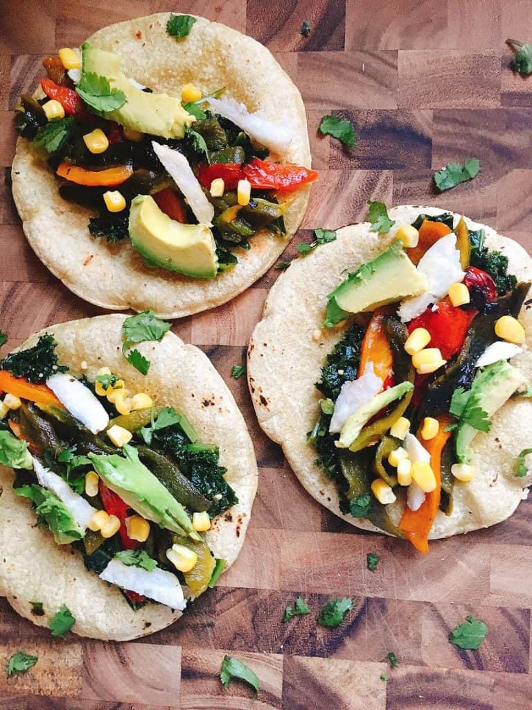 vegan roasted pepper tacos