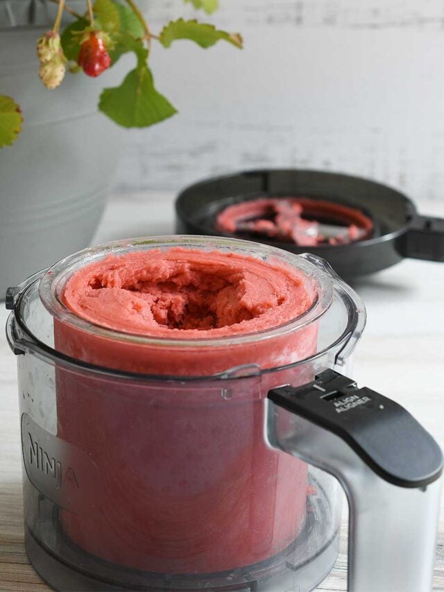 A Healthy Ninja Creami Recipe: Pear-Sweetened Strawberry Sorbet